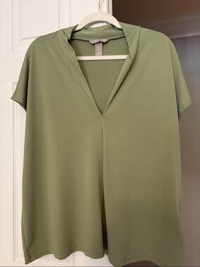 H&M Olive Green V-Neck Blouse